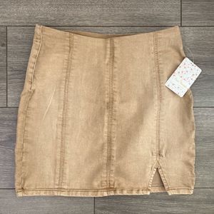 Tan Free People Mini Skirt